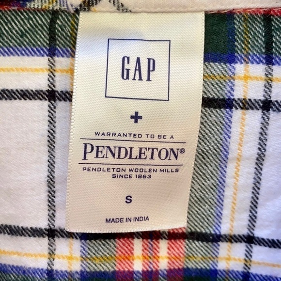 GAP + Pendleton Holiday Plaid Button Down Shirt/Pajama Top Sz S - Picture 7 of 13